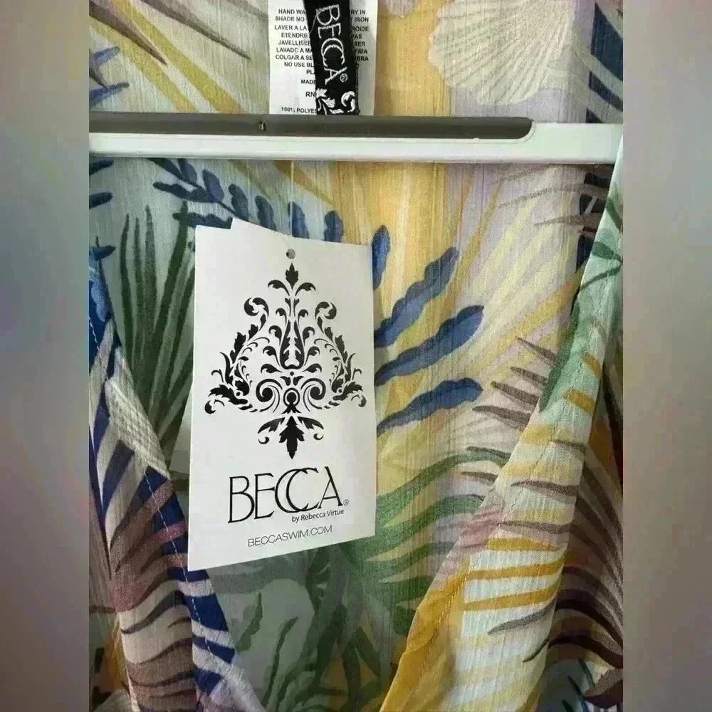 NWT Becca swim floral tropical  coverup with tie waist Sz XS-S - Picture 3 of 4